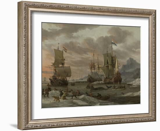 Whaling Grounds in the Arctic Ocean-Abraham Storck-Framed Art Print