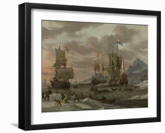 Whaling Grounds in the Arctic Ocean-Abraham Storck-Framed Art Print