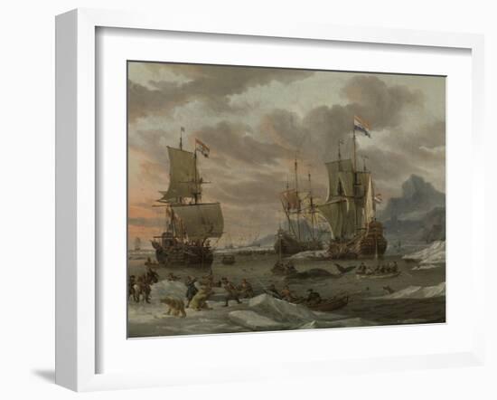 Whaling Grounds in the Arctic Ocean-Abraham Storck-Framed Art Print