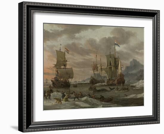 Whaling Grounds in the Arctic Ocean-Abraham Storck-Framed Art Print