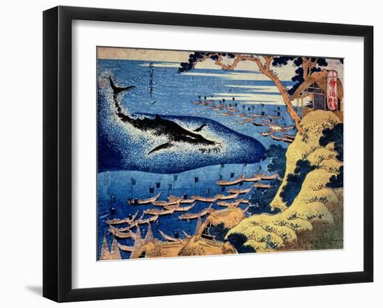 Whaling Off the Goto Island, from the Series 'Oceans of Wisdom'-Katsushika Hokusai-Framed Giclee Print