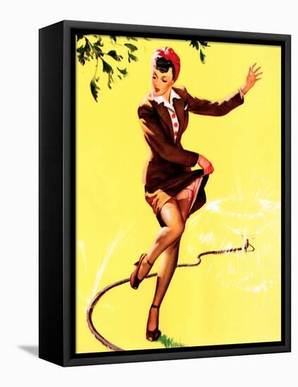 What a Break Pin-Up 1944-Gil Elvgren-Framed Stretched Canvas