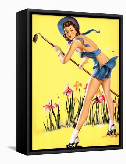 What Hoe! Gardening Pin-Up 1940-Gil Elvgren-Framed Stretched Canvas