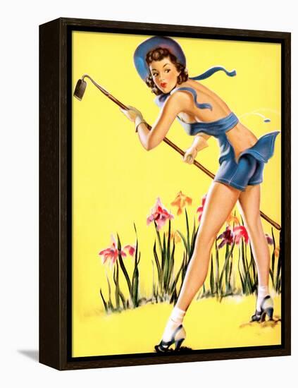 What Hoe! Gardening Pin-Up 1940-Gil Elvgren-Framed Stretched Canvas