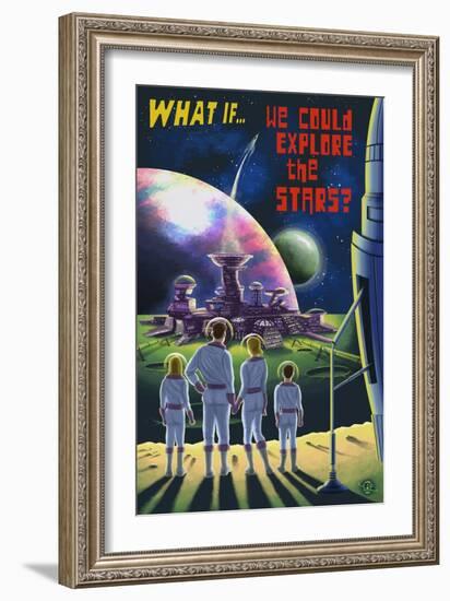 What If We Could Explore the Stars?-Lantern Press-Framed Premium Giclee Print