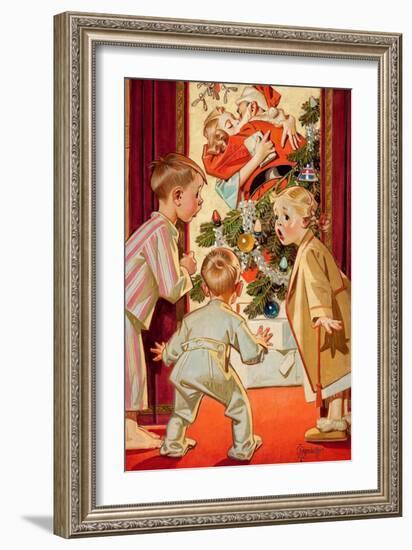 What Is Santa Doing to Mommy?-Joseph Christian Leyendecker-Framed Art Print
