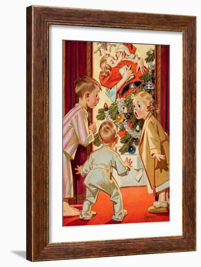 What Is Santa Doing to Mommy?-Joseph Christian Leyendecker-Framed Art Print