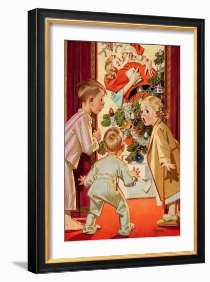 What Is Santa Doing to Mommy?-Joseph Christian Leyendecker-Framed Art Print