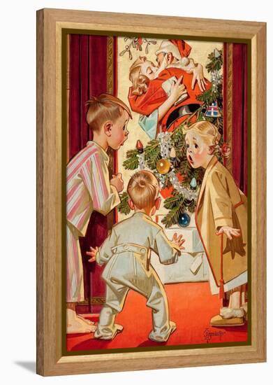 What Is Santa Doing to Mommy?-Joseph Christian Leyendecker-Framed Stretched Canvas