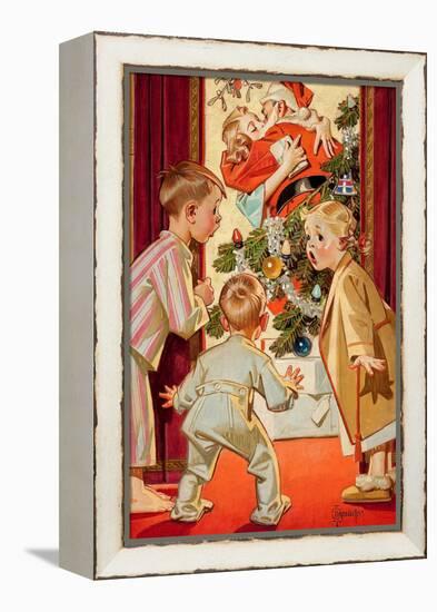 What Is Santa Doing to Mommy?-Joseph Christian Leyendecker-Framed Stretched Canvas