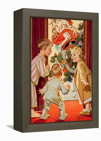 What Is Santa Doing to Mommy?-Joseph Christian Leyendecker-Framed Stretched Canvas