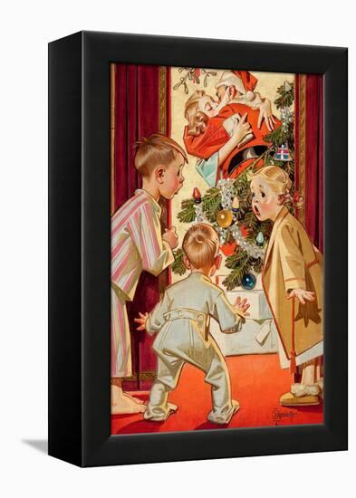 What Is Santa Doing to Mommy?-Joseph Christian Leyendecker-Framed Stretched Canvas