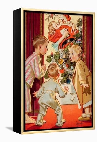 What Is Santa Doing to Mommy?-Joseph Christian Leyendecker-Framed Stretched Canvas