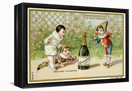 What Luck! a Bottle of Champagne', Promotional Card for the Parisian Department Store 'Au Bon…-null-Framed Premier Image Canvas