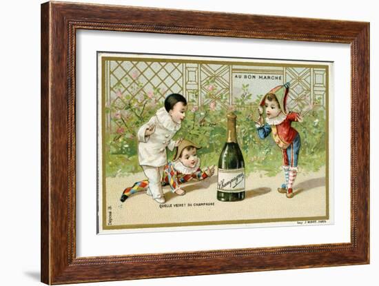 What Luck! a Bottle of Champagne', Promotional Card for the Parisian Department Store 'Au Bon…-null-Framed Giclee Print