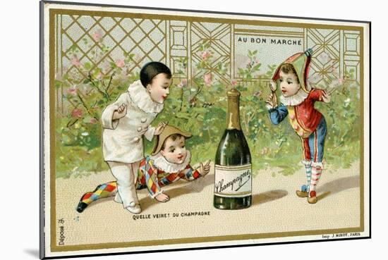 What Luck! a Bottle of Champagne', Promotional Card for the Parisian Department Store 'Au Bon…-null-Mounted Giclee Print