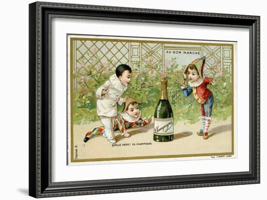 What Luck! a Bottle of Champagne', Promotional Card for the Parisian Department Store 'Au Bon…-null-Framed Giclee Print