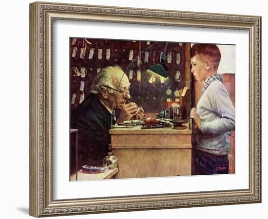 What Makes It Tick? (or The Watchmaker)-Norman Rockwell-Framed Giclee Print