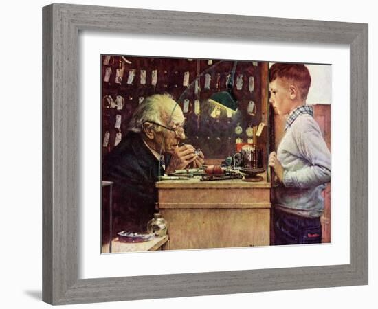 What Makes It Tick? (or The Watchmaker)-Norman Rockwell-Framed Giclee Print