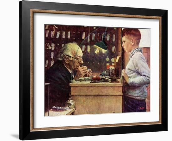 What Makes It Tick? (or The Watchmaker)-Norman Rockwell-Framed Giclee Print