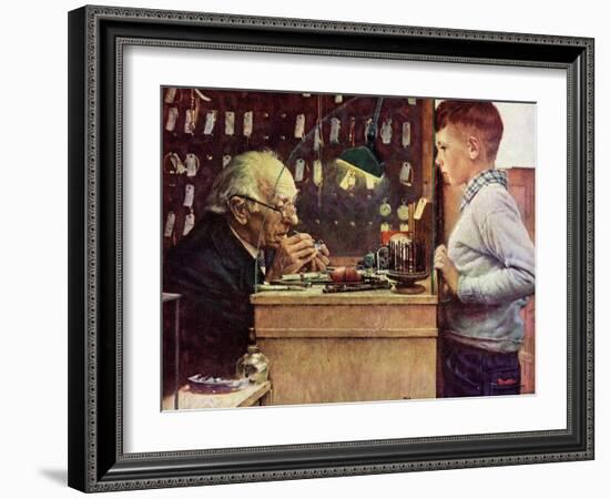 What Makes It Tick? (or The Watchmaker)-Norman Rockwell-Framed Giclee Print