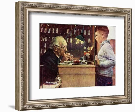 What Makes It Tick? (or The Watchmaker)-Norman Rockwell-Framed Giclee Print