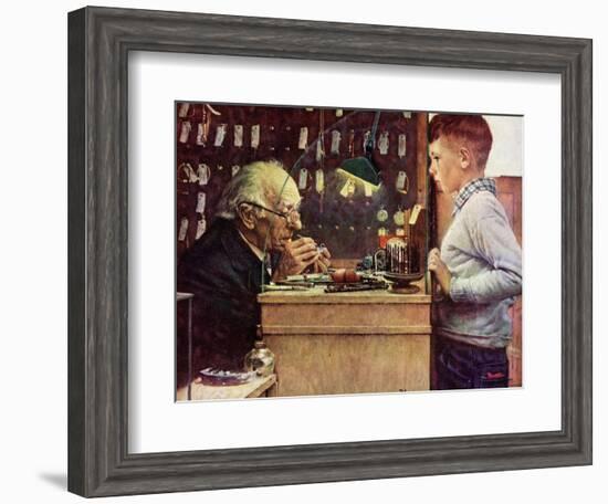 What Makes It Tick? (or The Watchmaker)-Norman Rockwell-Framed Giclee Print