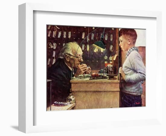 What Makes It Tick? (or The Watchmaker)-Norman Rockwell-Framed Giclee Print