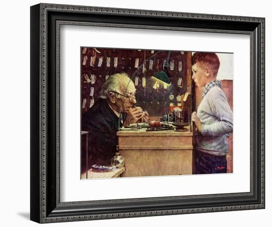 What Makes It Tick? (or The Watchmaker)-Norman Rockwell-Framed Giclee Print