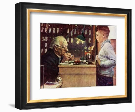 What Makes It Tick? (or The Watchmaker)-Norman Rockwell-Framed Giclee Print