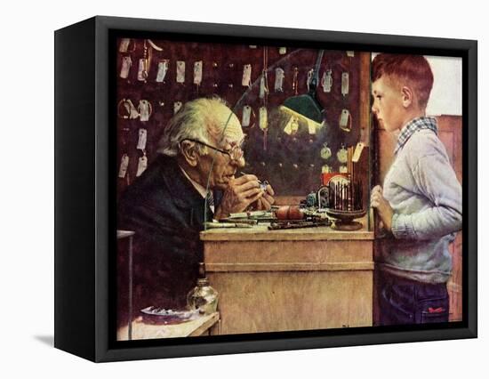 What Makes It Tick? (or The Watchmaker)-Norman Rockwell-Framed Premier Image Canvas