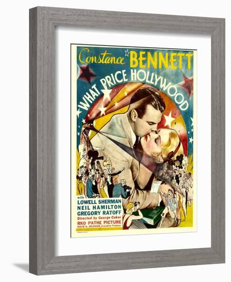 What Price Hollywood?, Neil Hamilton, Constance Bennett on Window Card, 1932-null-Framed Photo