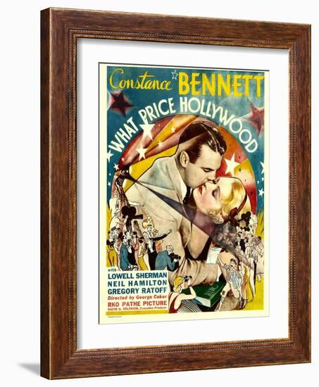 What Price Hollywood?, Neil Hamilton, Constance Bennett on Window Card, 1932-null-Framed Photo