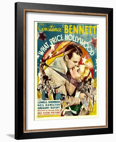 What Price Hollywood?, Neil Hamilton, Constance Bennett on Window Card, 1932-null-Framed Photo