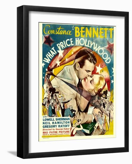What Price Hollywood?, Neil Hamilton, Constance Bennett on Window Card, 1932-null-Framed Photo