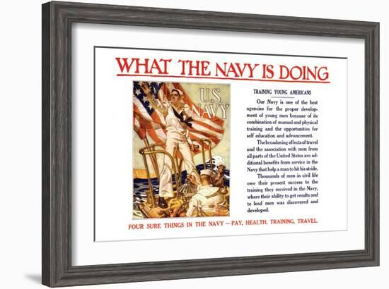 What the Navy is Doing, c.1918-Joseph Christian Leyendecker-Framed Art Print