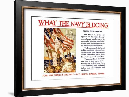 What the Navy is Doing, c.1918-Joseph Christian Leyendecker-Framed Art Print