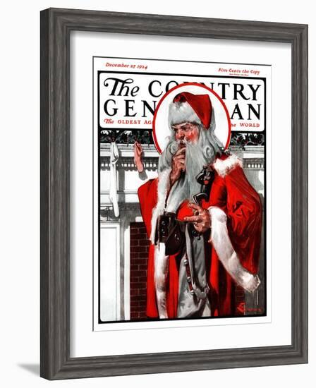 "What to Put in That Tiny Stocking?," Country Gentleman Cover, December 27, 1924-Elbert Mcgran Jackson-Framed Giclee Print