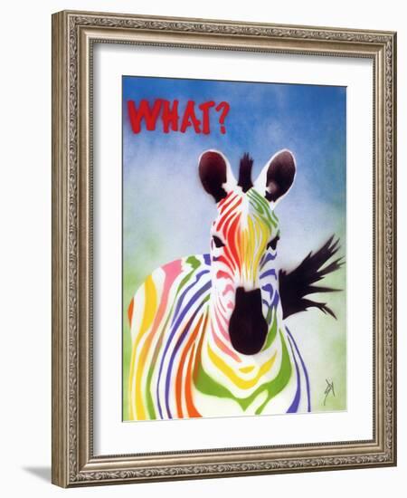 What? Zebra-Juan Sly-Framed Art Print