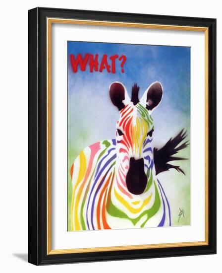 What? Zebra-Juan Sly-Framed Art Print