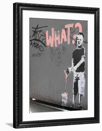 What?-Banksy-Framed Giclee Print