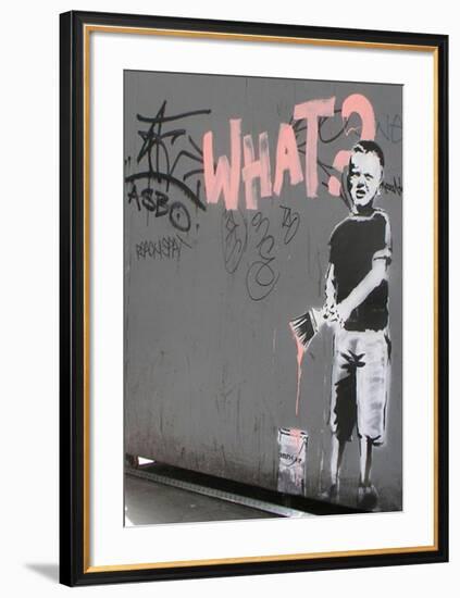 What?-Banksy-Framed Giclee Print
