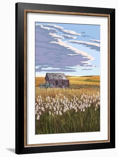 Wheat Field and Shack-Lantern Press-Framed Art Print