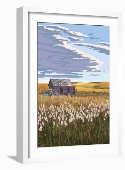 Wheat Field and Shack-Lantern Press-Framed Art Print