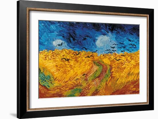 Wheat Field with Crows-Vincent Van Gogh-Framed Premium Giclee Print