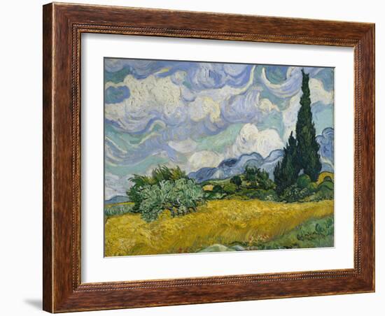 Wheat Field with Cypresses, 1889-Vincent van Gogh-Framed Giclee Print