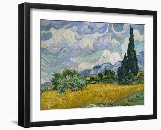 Wheat Field with Cypresses, 1889-Vincent van Gogh-Framed Giclee Print