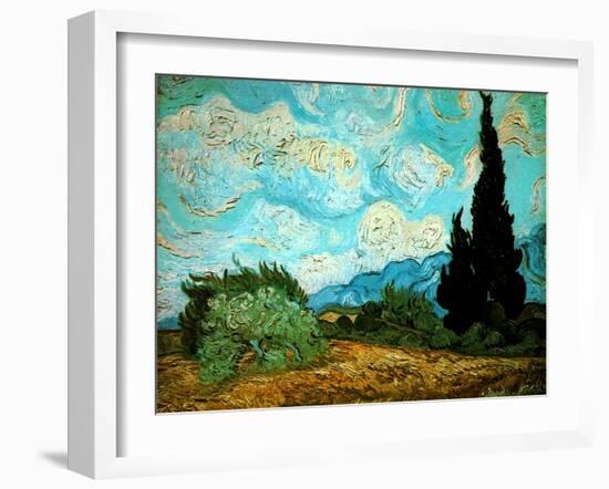 Wheat Field with Cypresses, 1889-Vincent van Gogh-Framed Giclee Print