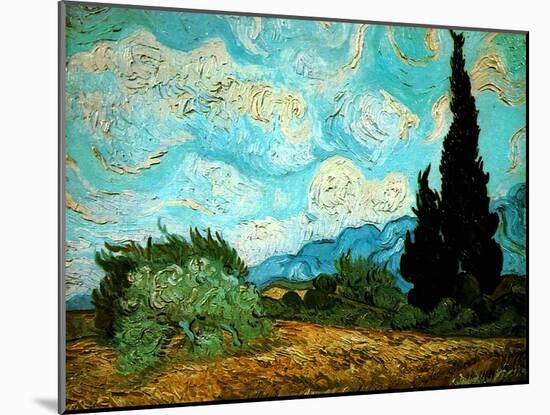 Wheat Field with Cypresses, 1889-Vincent van Gogh-Mounted Giclee Print