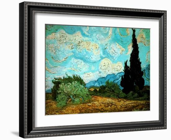 Wheat Field with Cypresses, 1889-Vincent van Gogh-Framed Giclee Print